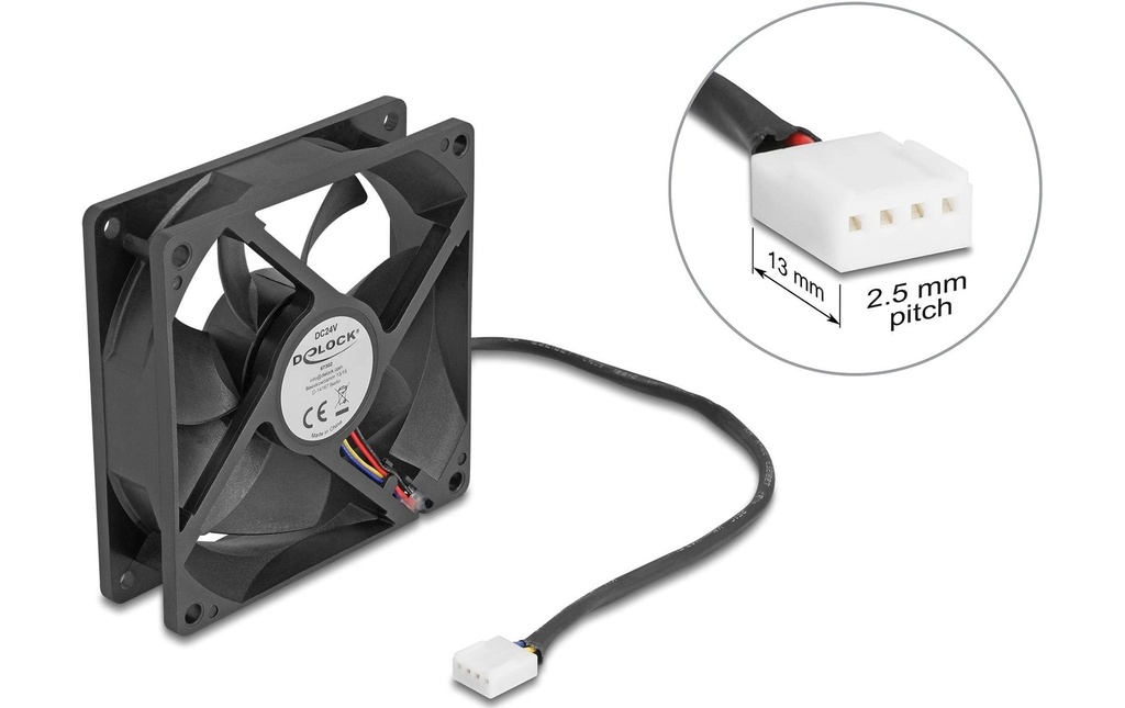 Delock Ventilateur PC 24 V DC, 92 x 92 x 25 mm