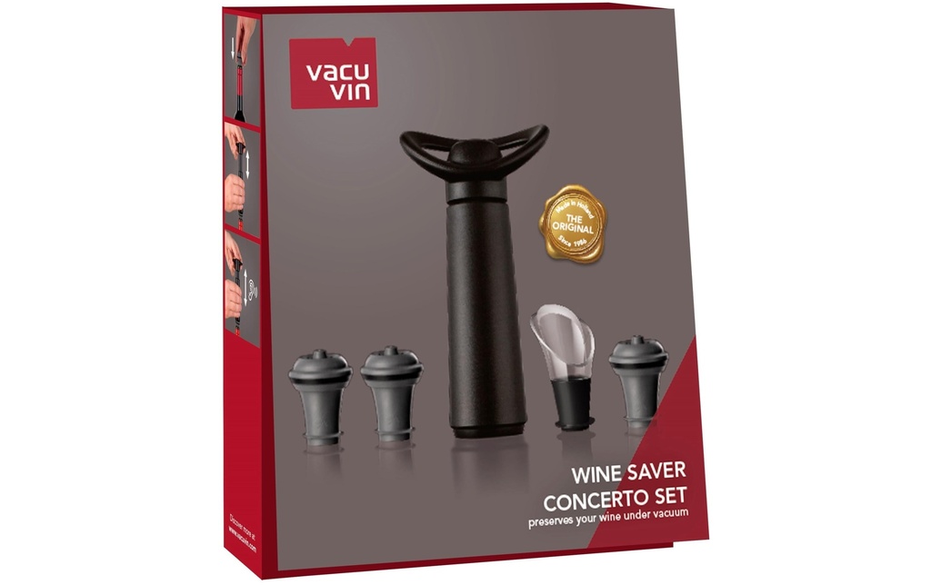 Vacuvin Pompe à vide Wine Saver Concerto Set Noir