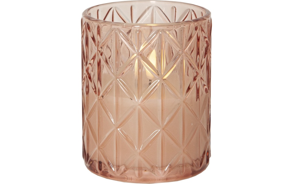 Star Trading Bougie LED Flamme Romb, 12.5 cm, rose