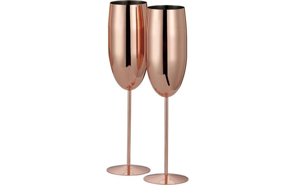 Oak & Steel Verre à champagne 285 ml, 2 Pièce/s, Or rose