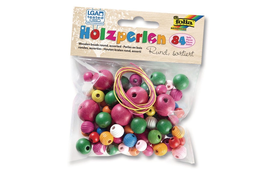 FOLIA Perles bois rond 84pces (84 pces)