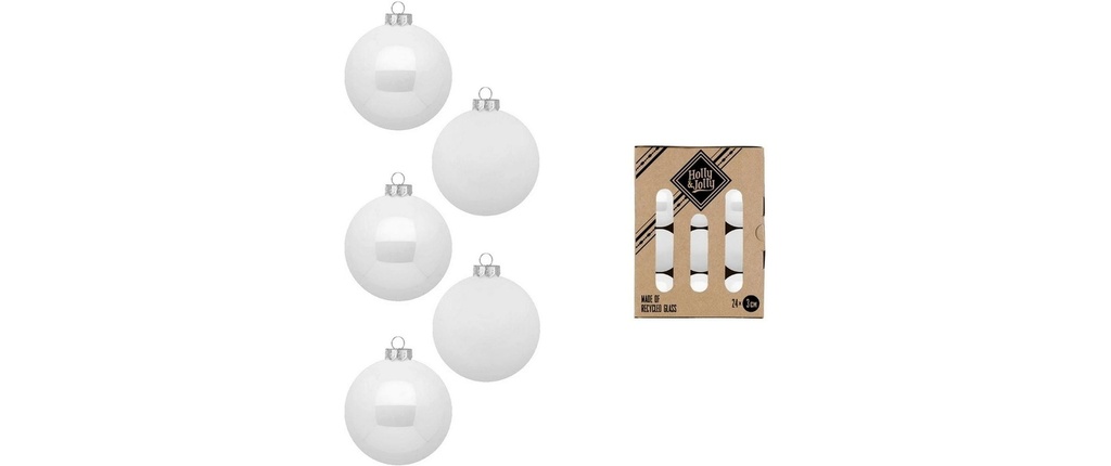 Holly & Jolly Boule de Noël Pure 24 pièces, Blanc