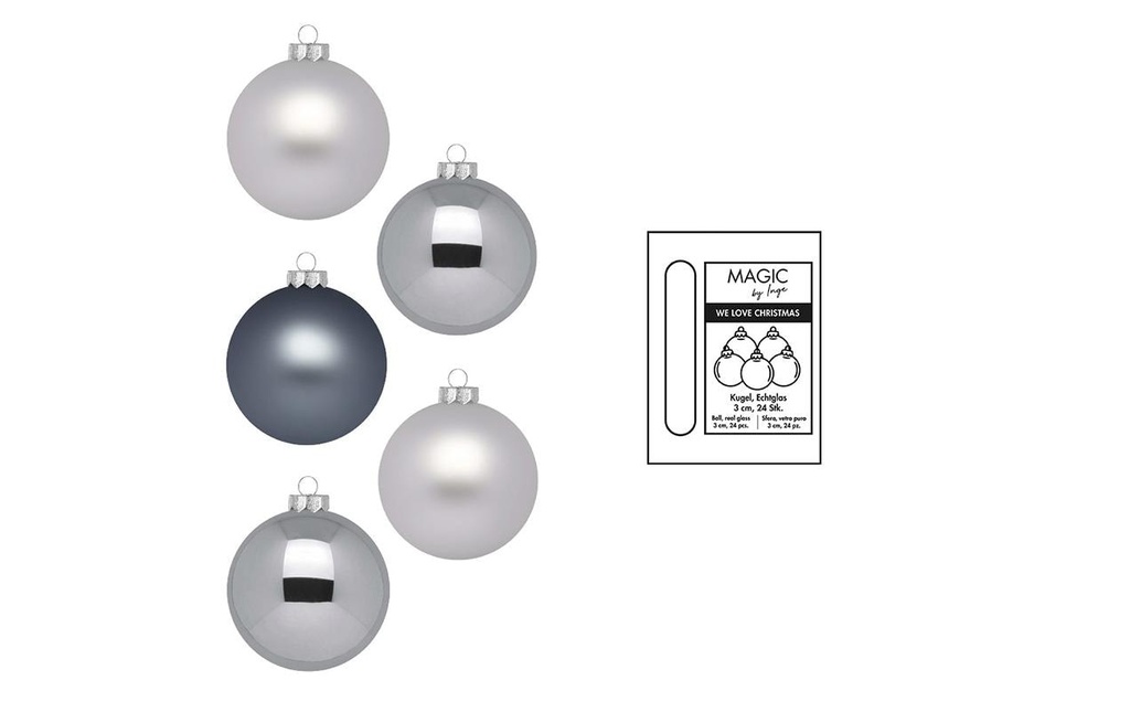 INGES CHRISTMAS DECOR Boule de Noël Hazy Grey Ø 3 cm 24 pièces