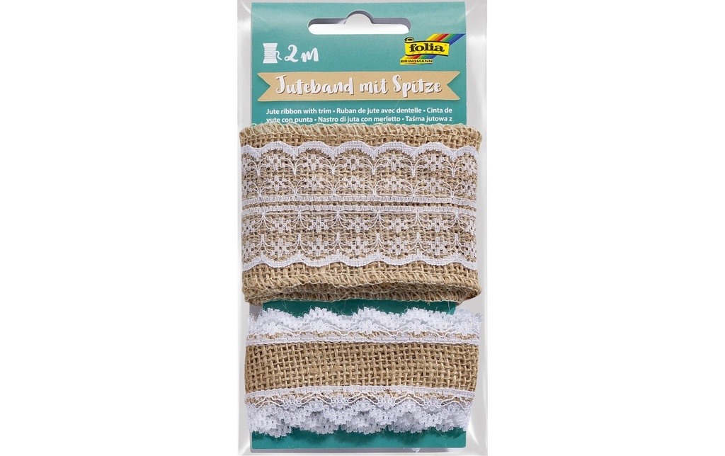 FOLIA Ruban jute av.dentelle 2x1m (2 pces)