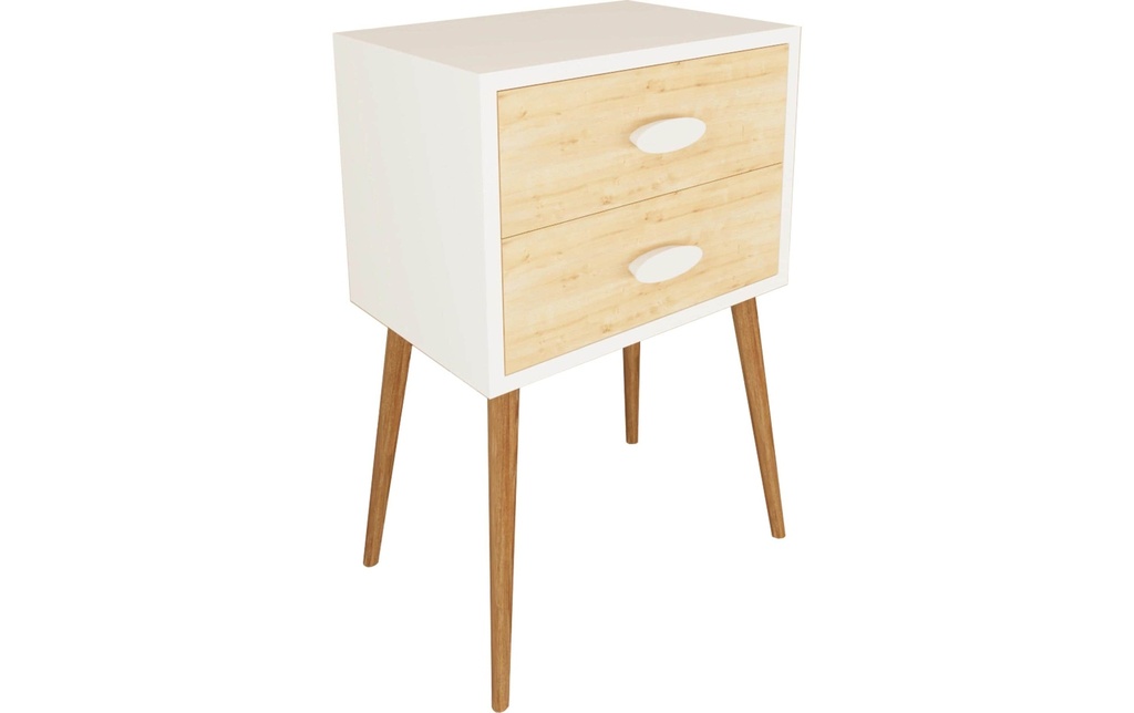 VCM Table de nuit Singol XXL 45 x 70 cm,  Chêne blanc/miel