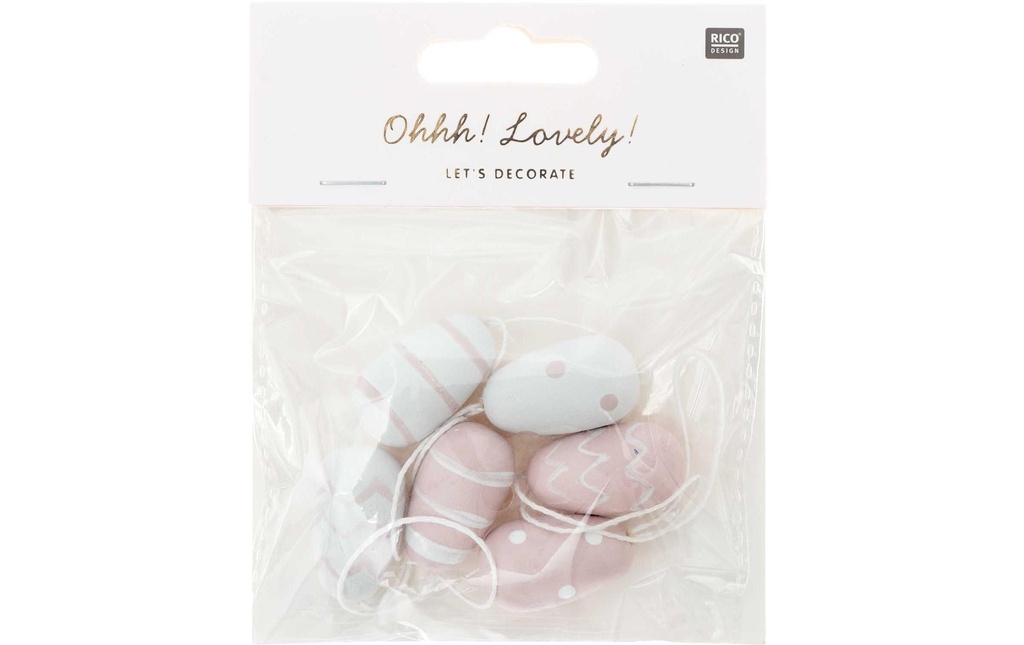 Rico Design Cintre Œuf de Pâques 6 Pièce/s, Blanc/Rose pâle