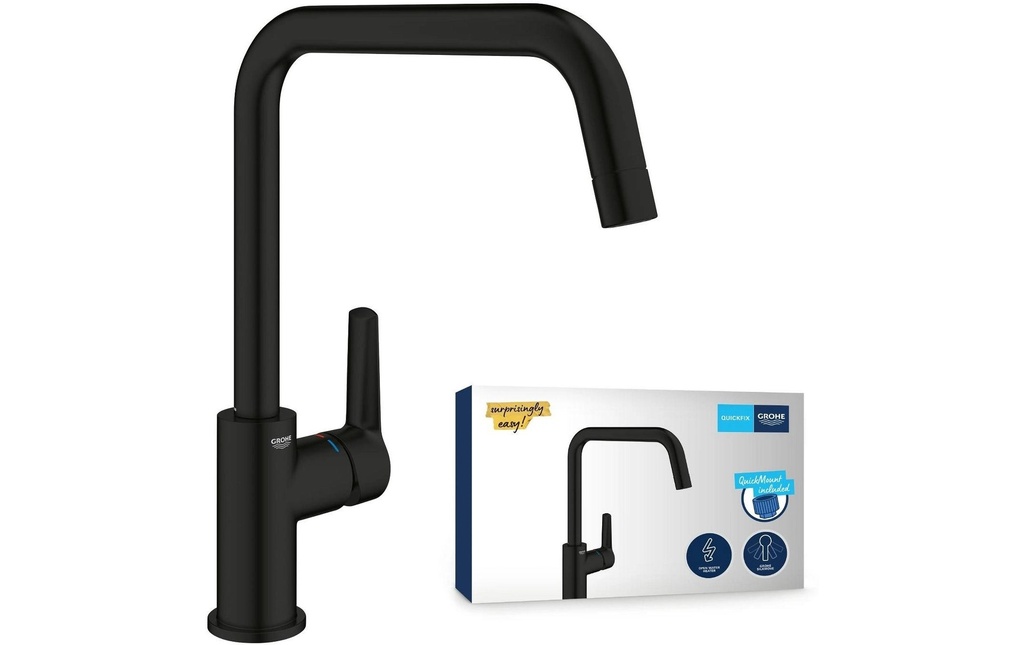 GROHE Robinetterie de cuisine Start noir, 3/8, bec en U