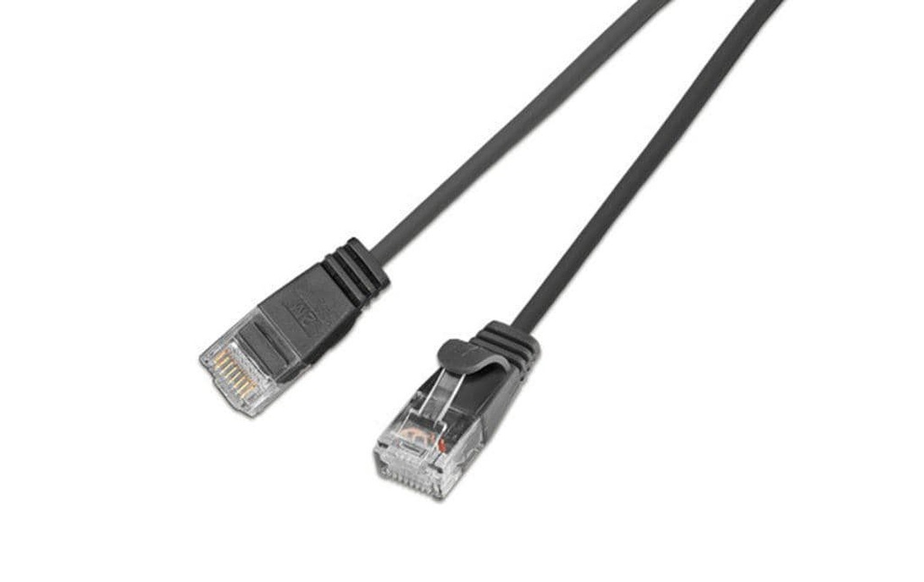 SLIM Câble de raccordement KAT6 Light, rond, U/UTP, Ø 2,8 mm, noir