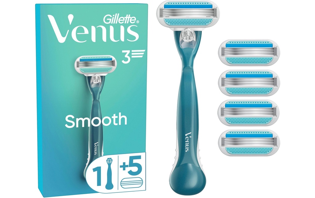 Gillette Venus Rasoir pour femmes Venus Smooth 5 pièces + pièce à main