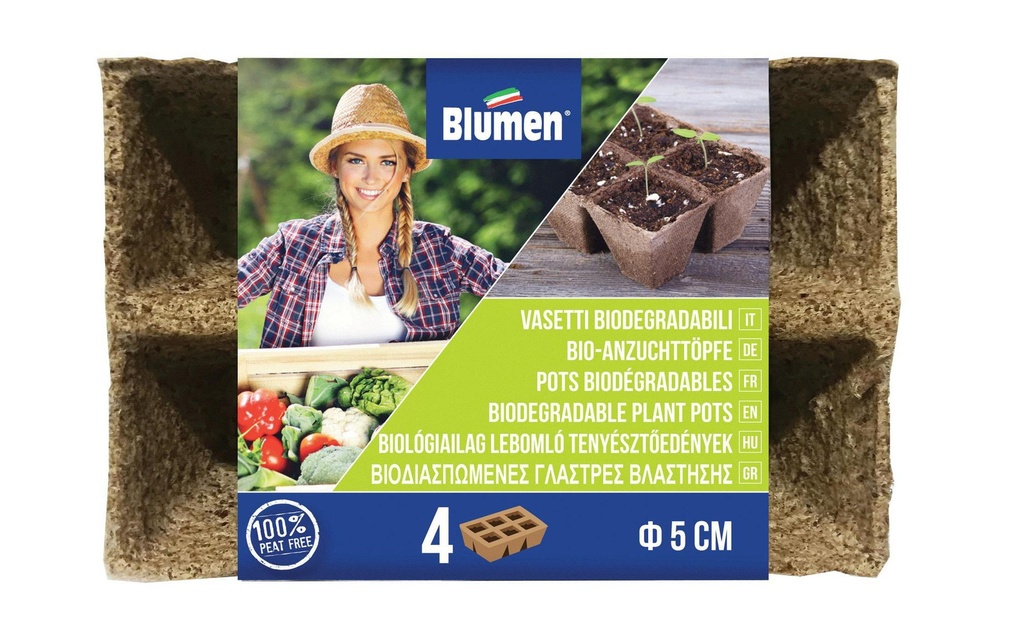 Blumen Godets de culture Bio Carré de 5 cm, 24 pièces