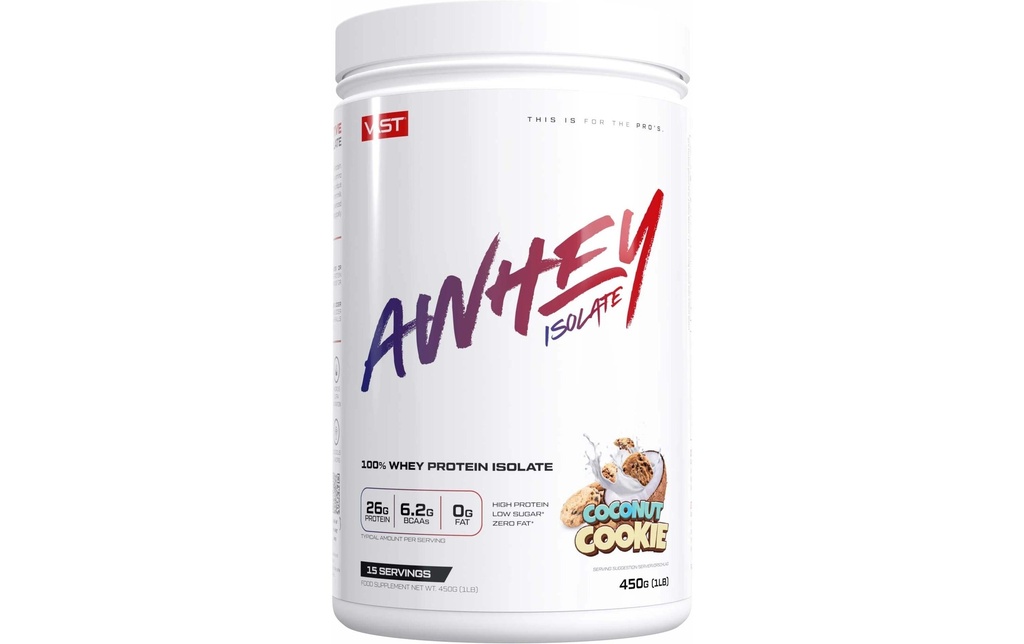VAST Poudre Boîte d'AWhey Isolate: 450g, Cookie à la noix de coco