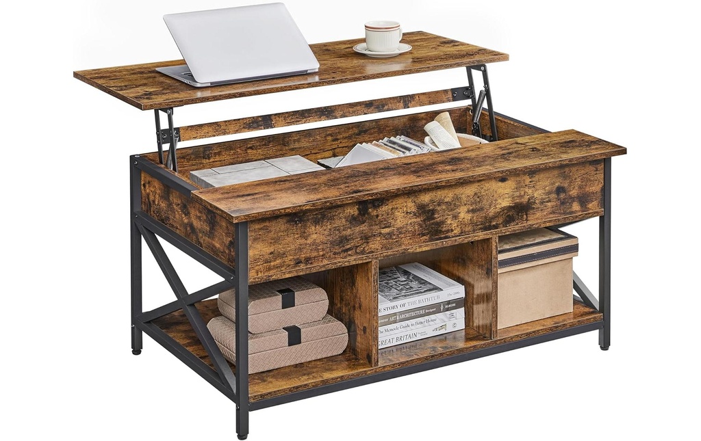 VASAGLE Table basse Industriel 100 x 48 cm/62 cm, Brun