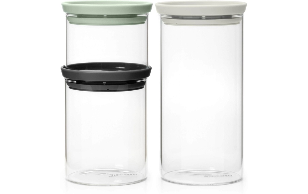 Brabantia Boîte à provisions Lot de 3 0.3/0.6/1.1 l, Transparent