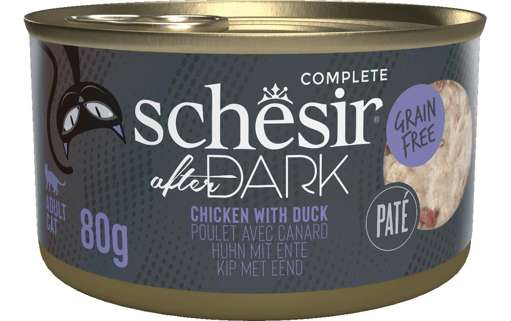 Schesir Alimentation humide after Dark Complete Paté Poulet avec canard, 80 g