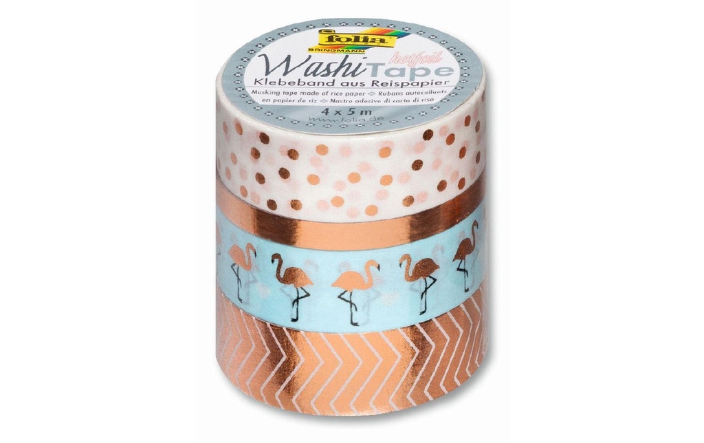FOLIA Washi-Tape 4pces Hotfoil ros/o (4 pces)