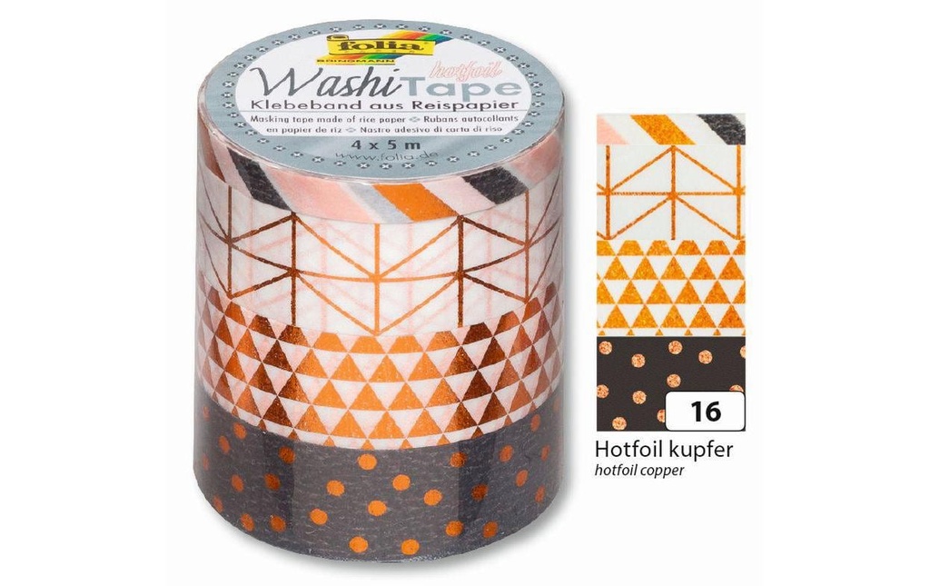 FOLIA Washi-Tape 4pces Hotfoil cuivr (4 pces)