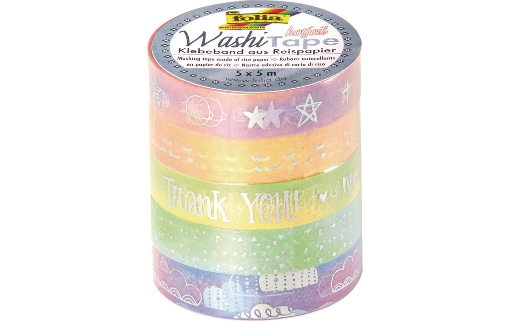 FOLIA Washi-Tape Hotfoil Rainbow 5pc (5 pces)