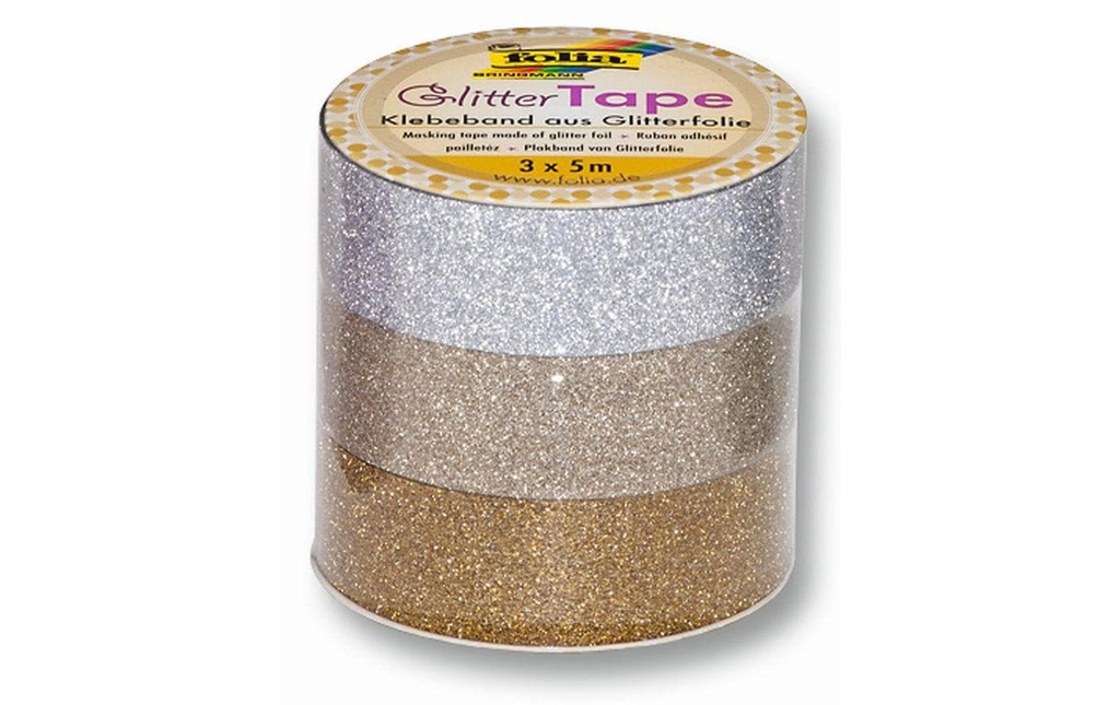 FOLIA Glitter-Tape set à 3p.5mx15mm (3 pces)