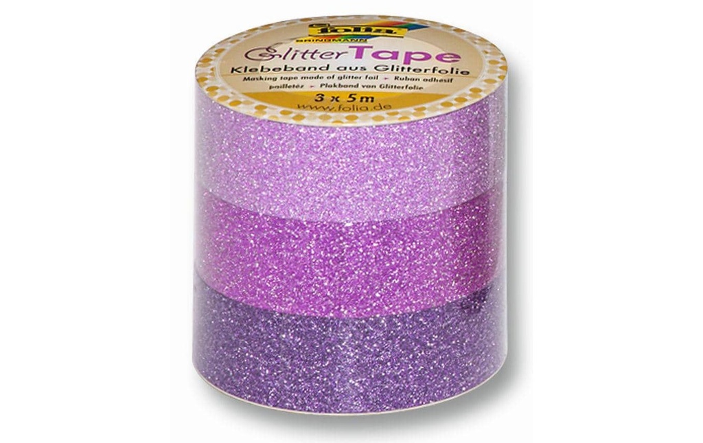 FOLIA Glitter-Tape set de 3 5mx15mm (3 pces)