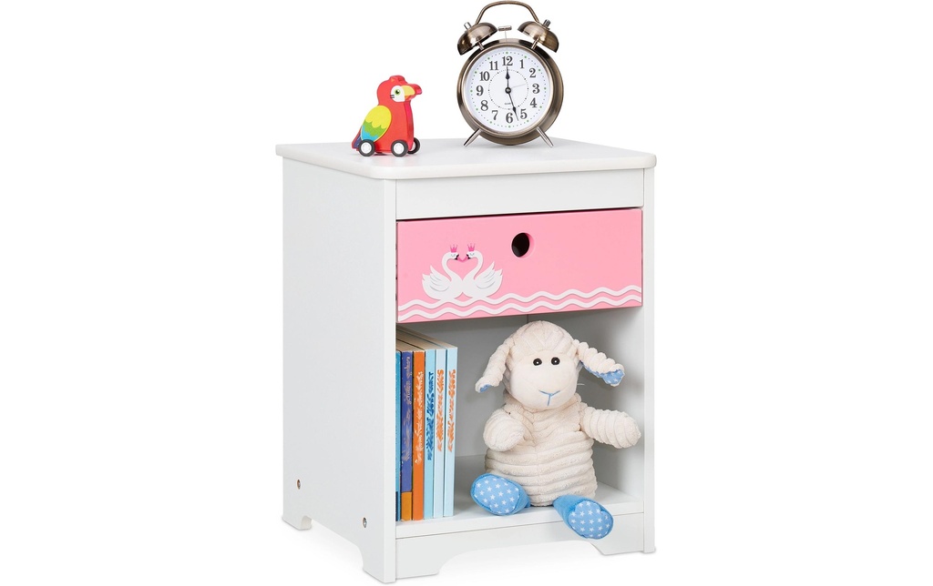 relaxdays Table de nuit pour enfants Cygne 32 x 41 cm