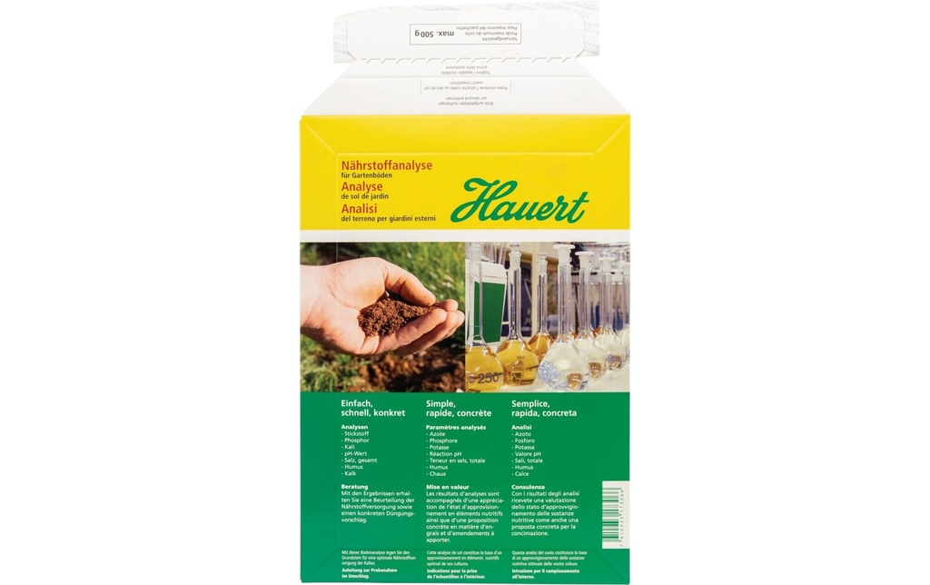 Hauert Kits d’analyse de la teneur en éléments (analyse du sol) pour les sols de jardin