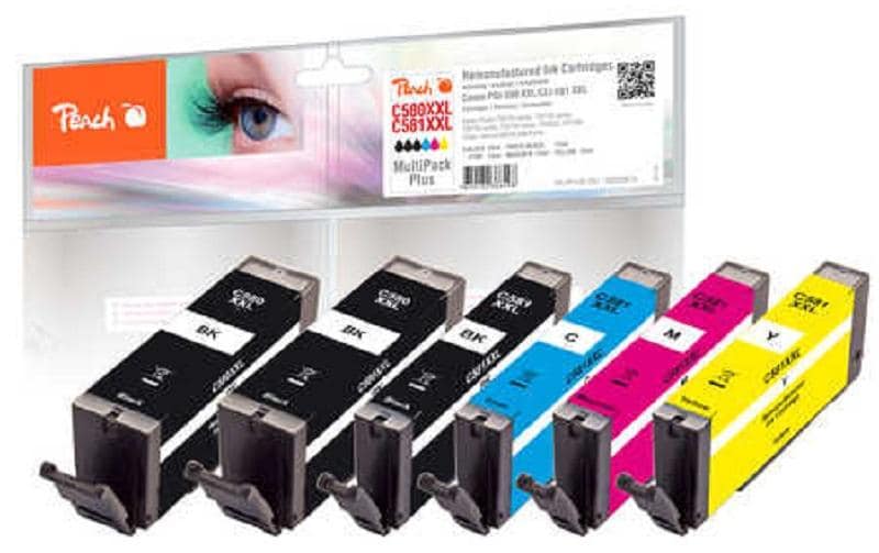 Peach Kits d’encre Canon PGI-580XXL / CLI-581XXL 2x BK, 1x PBK/C/M/Y