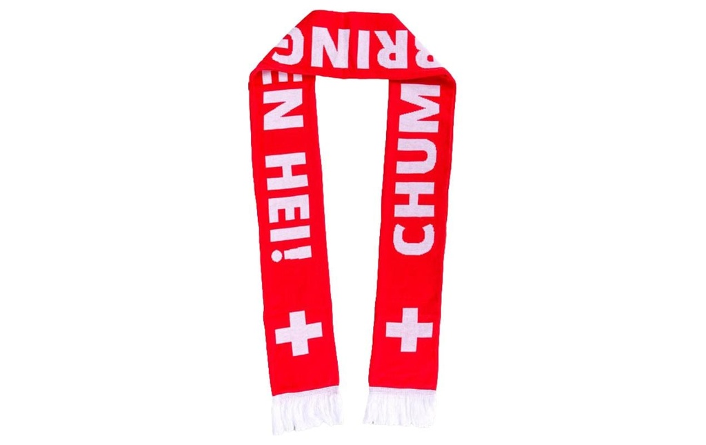 Swissmeme Écharpe CHUM BRINGEN HEI! Rouge/Blanc