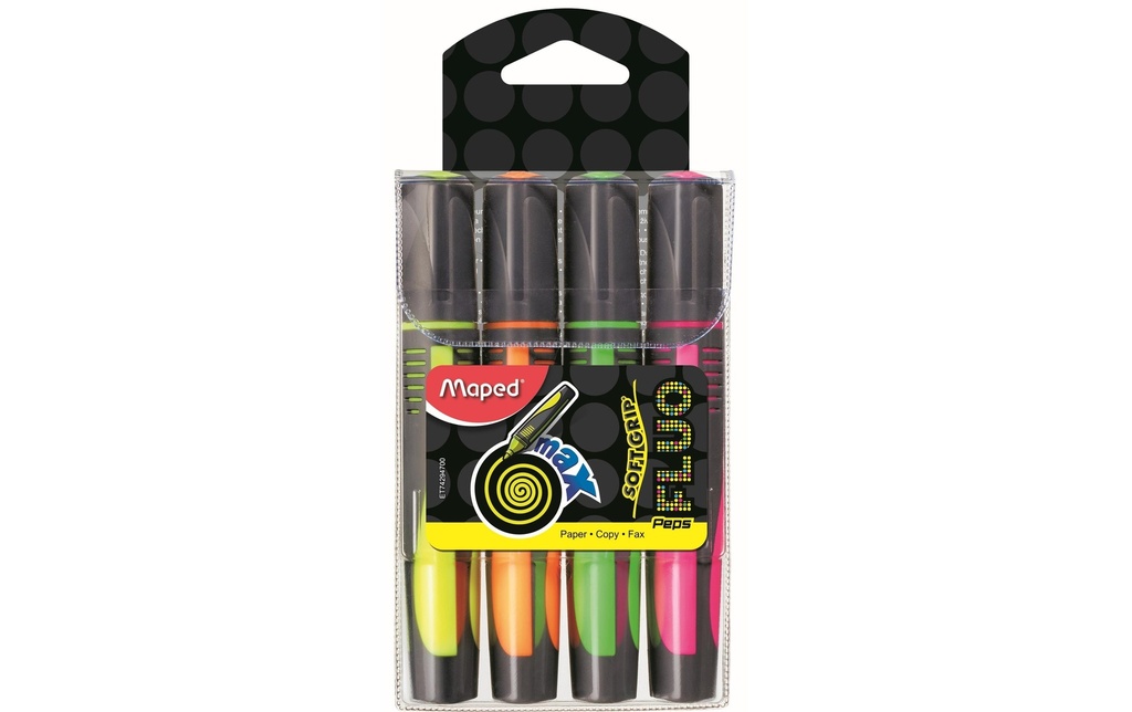 maped Surligneur Fluo Peps Soft Grip, 4 pièces
