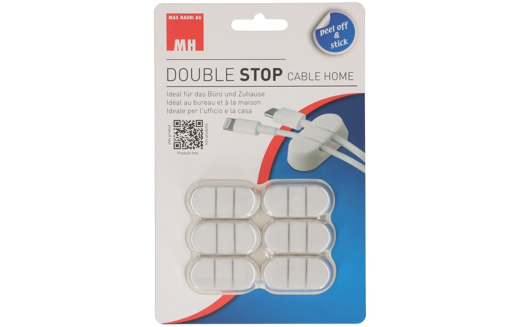 Max Hauri Porte-câble Double Stop Set 6 x Blanc, 1 Pièce/s