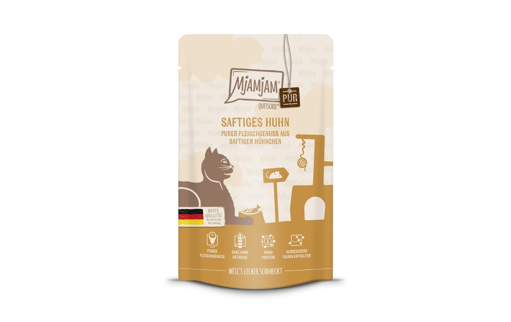 Mjamjam Alimentation humide Quetschie poulet pur, 125 g