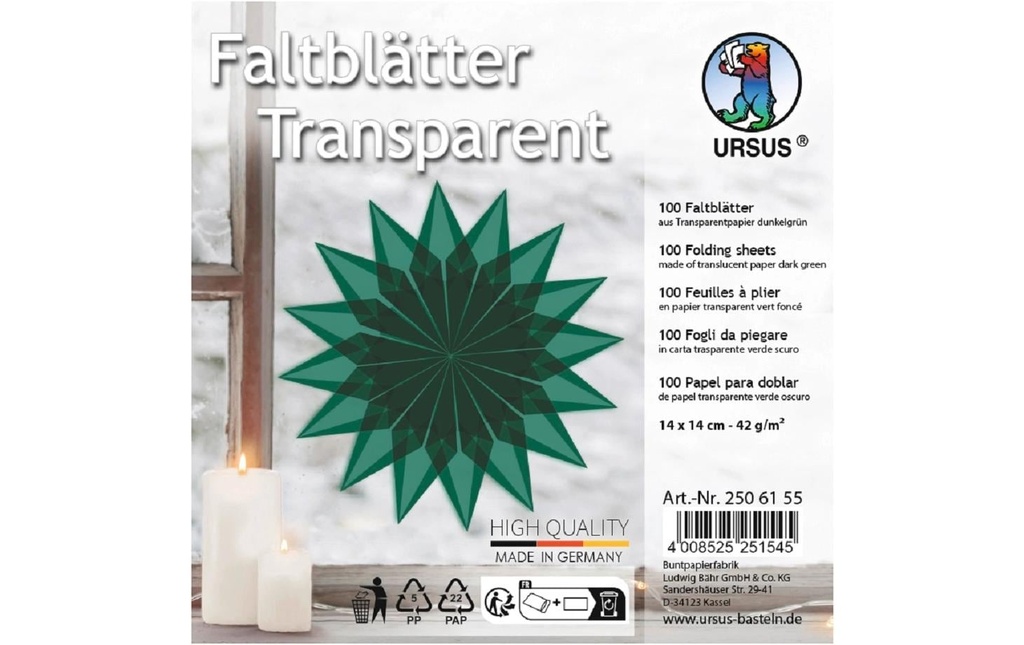 URSUS Feuilles origami Origami 14 x 14 cm, 42 g/m², 100 feuilles