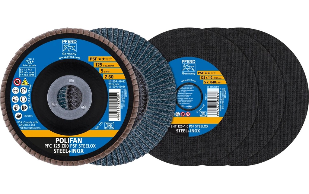 Pferd Disques à tronçonner/à lamelles EHT 125, 22.23 mm, Set