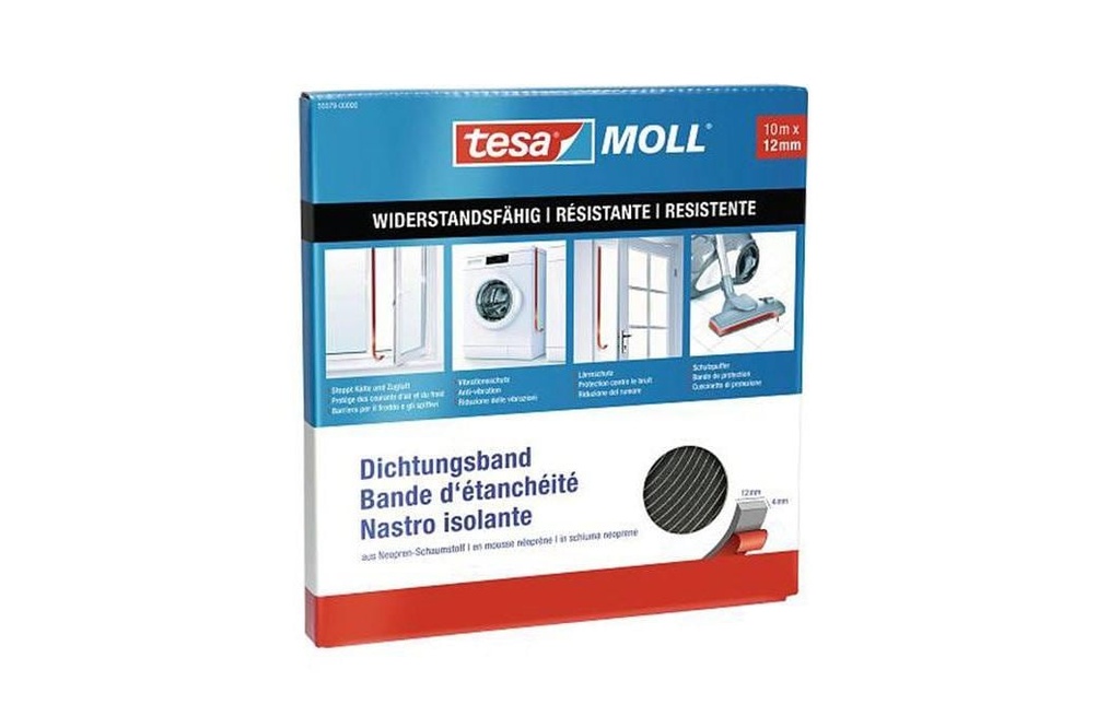 tesa Bande d’étanchéité tesamoll 10 m x 12 mm mousse de néoprène