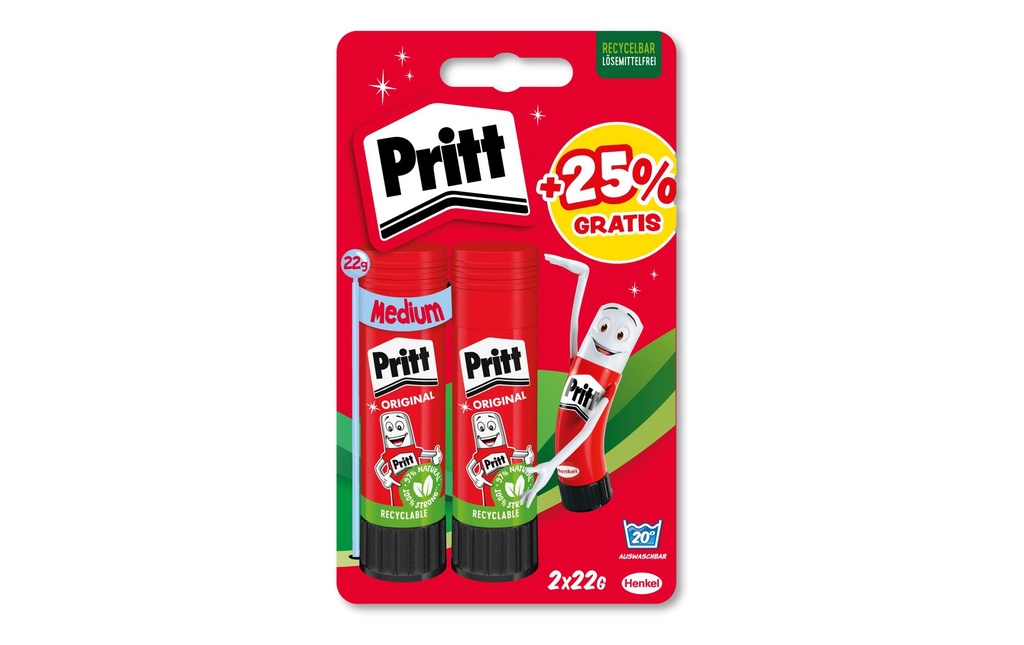 Pritt Bâton de colle 2 x 22 g, Rouge