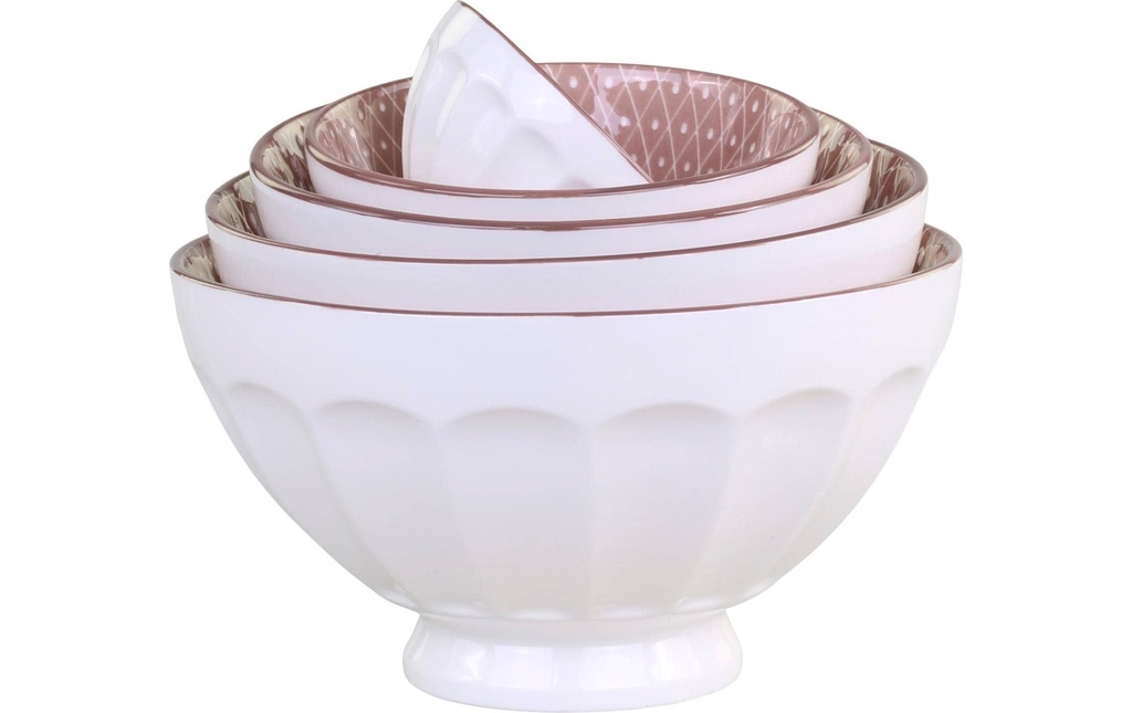 Chic Antique Set de saladiers Arés 5 pcs., blanc / rose