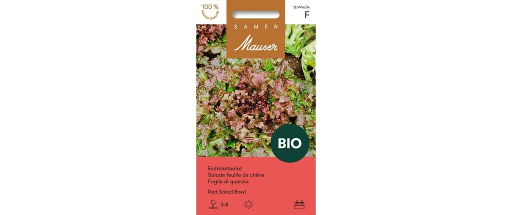 Samen Mauser Semence Laitue feuille de chêne BIO Red Salad Bowl