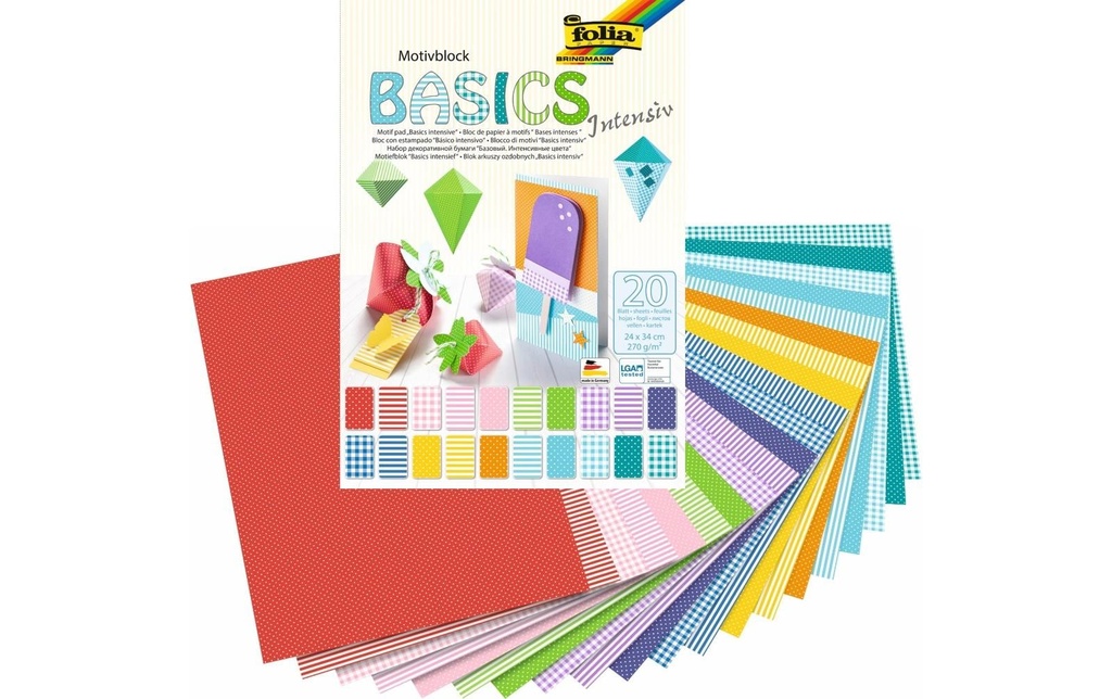 FOLIA Bloc motiv Basics intens.24x34 (20 pces)