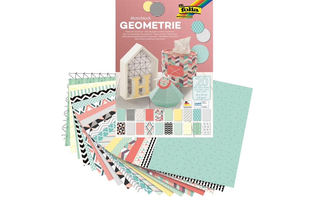 FOLIA Bloc motiv géométrie 24x34cm (20 pces)