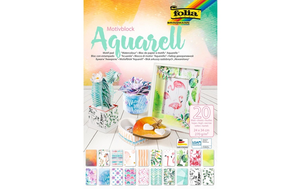 FOLIA Bloc motiv aquarelle 24x34cm (20 pces)