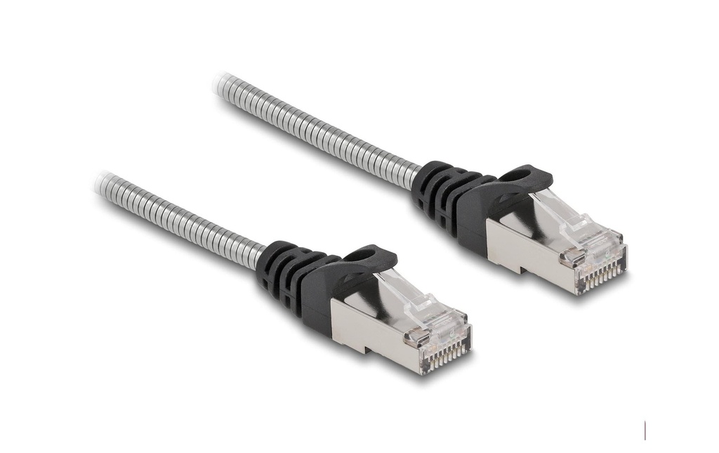 Delock Câble patch avec gaine métallique Cat 6A, U/FTP, 1 m, Argenté