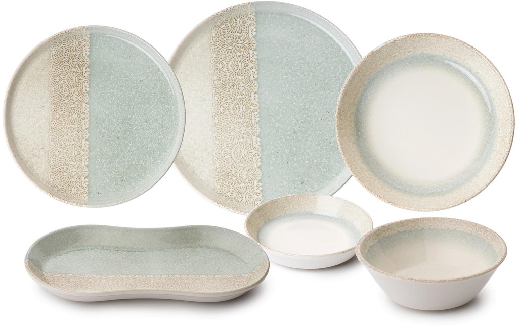 Hermia Set de vaisselle Vert/Crème