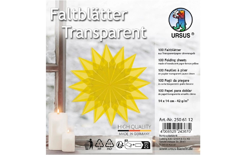 URSUS Feuilles origami Origami 14 x 14 cm, 42 g/m², 100 feuilles