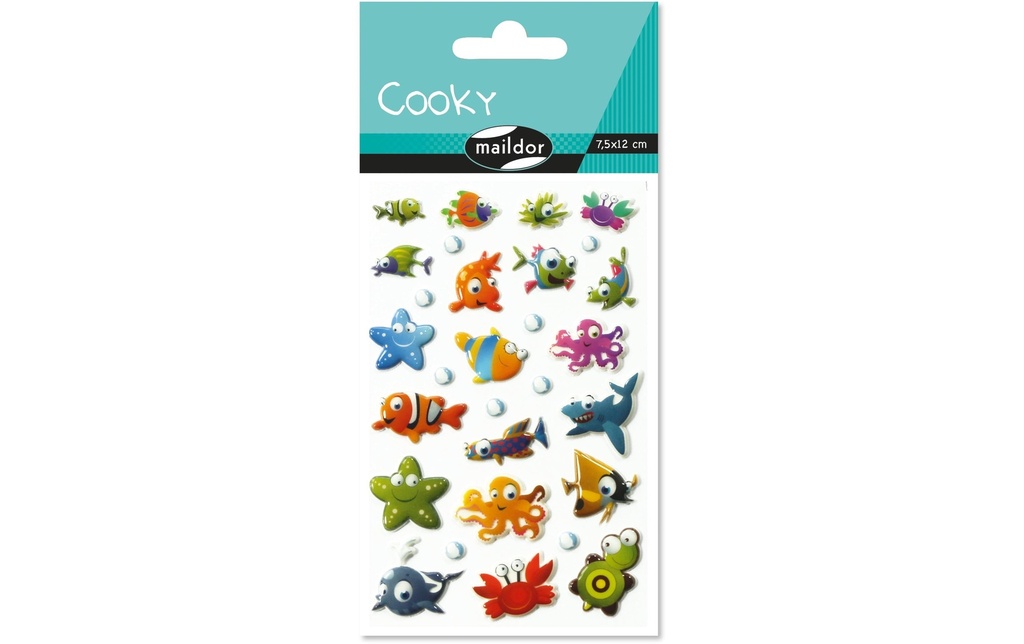 Clairefontaine Autocollant à motif 3D Cooky animaux marins 1 feuille