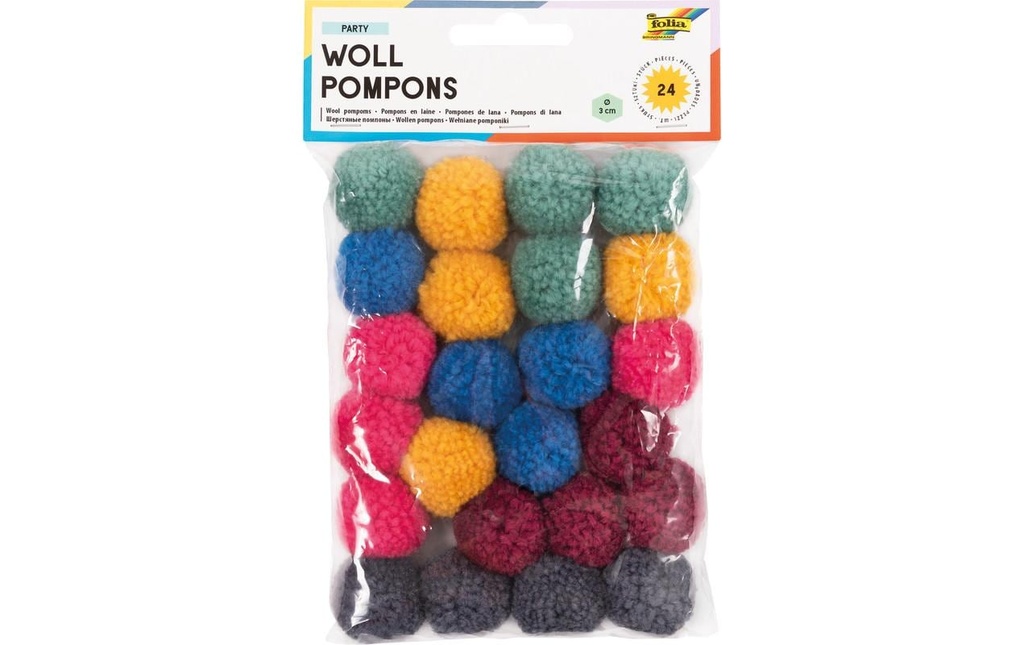 FOLIA Pompons laine 3cm Party 24pcs (24 pces)