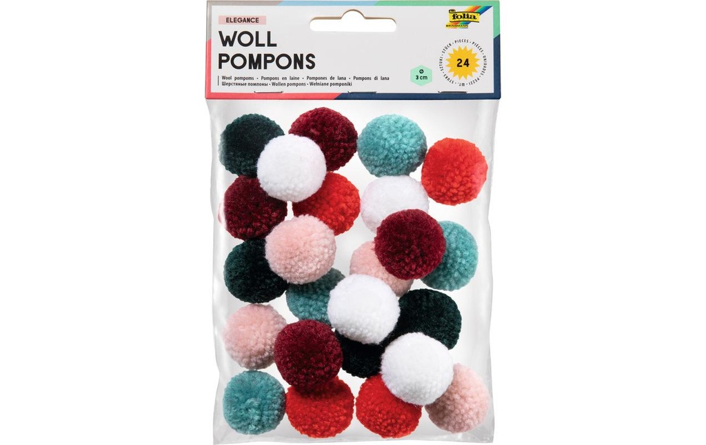 FOLIA Pompons laine 3cm élégance 24p (24 pces)