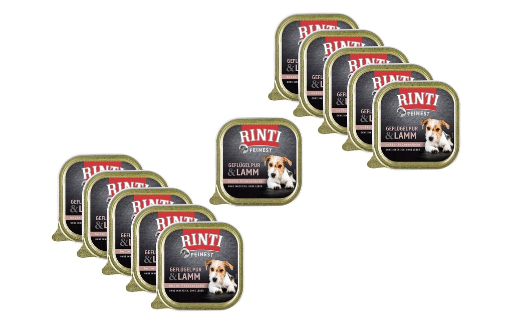 Rinti Alimentation humide Feinest Volaille Pur & Agneau, 11 x 150 g