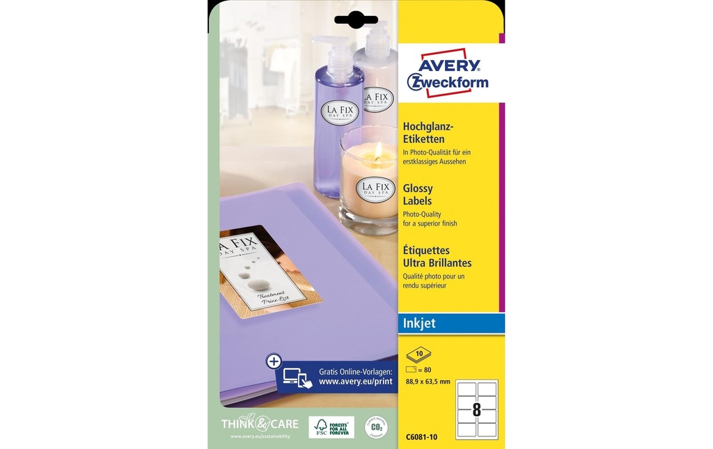 Avery Zweckform Étiquettes multi-usage 88.9 x 63.5 mm, 10 feuille
