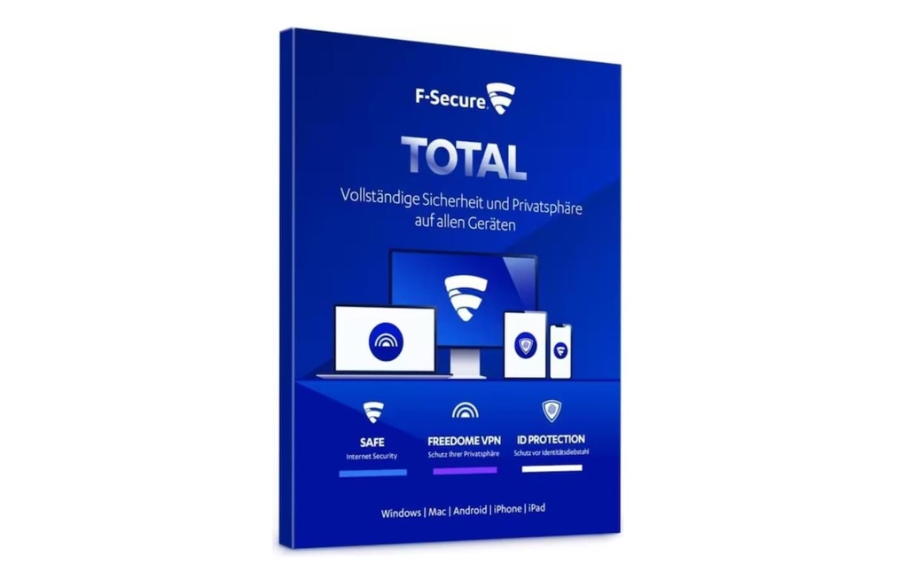 F-Secure Total Security Boîte, Version complète, 3 appareils, 1 an