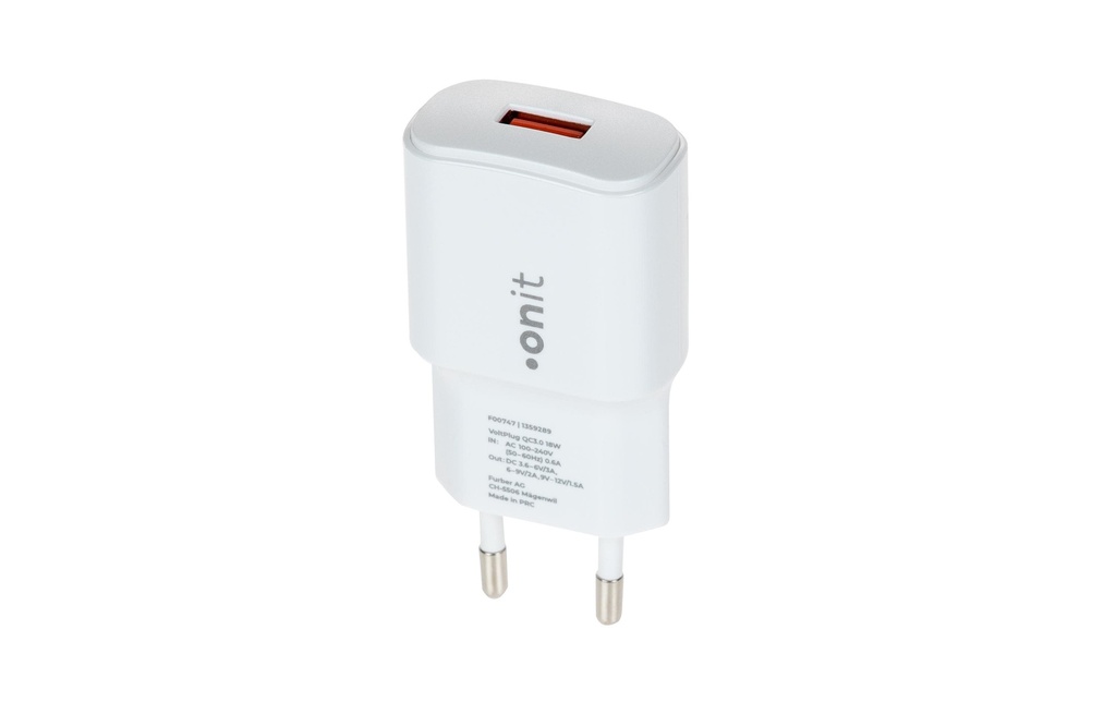 onit Chargeur mural USB-A QC3.0 18 W Blanc
