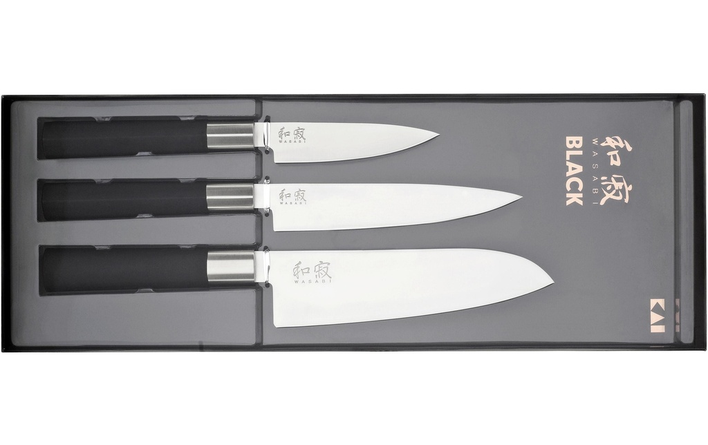 Kai Couteau de chef Wasabi 3 pièces. Noir